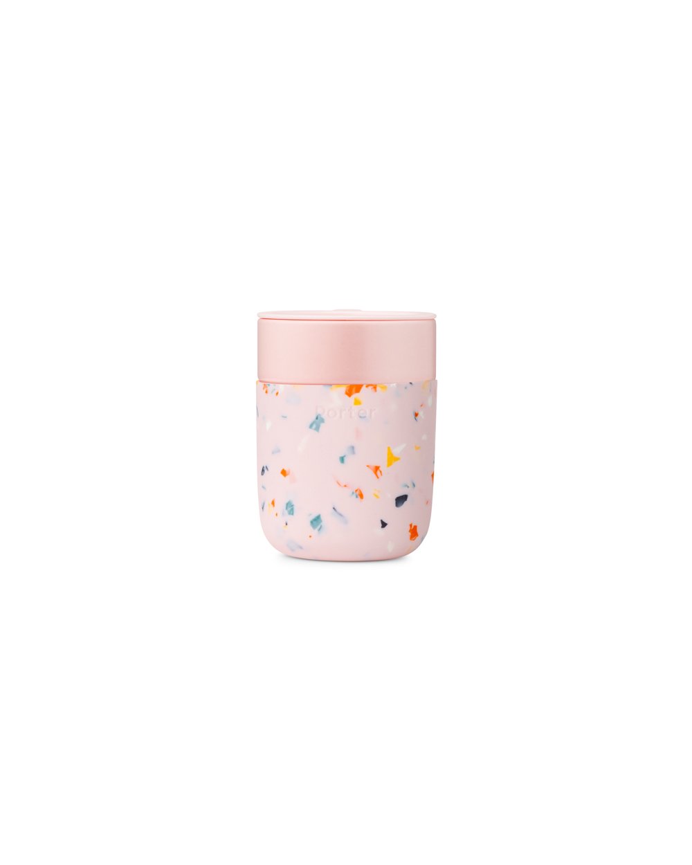 Portable Ceramic Mug With Drink Through Lid - 12oz Blush Terrazzo