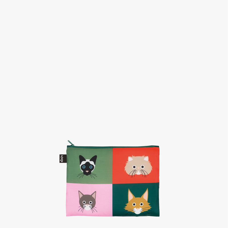 Cats Medium Sized Zip Pocket Pouch Designed by Stephen Cheetham