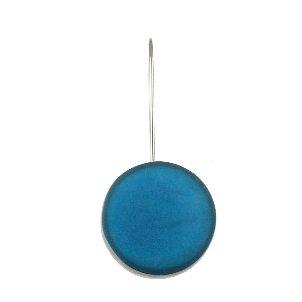 Circle Drop Resin Closed Back Earrings - Turquoise