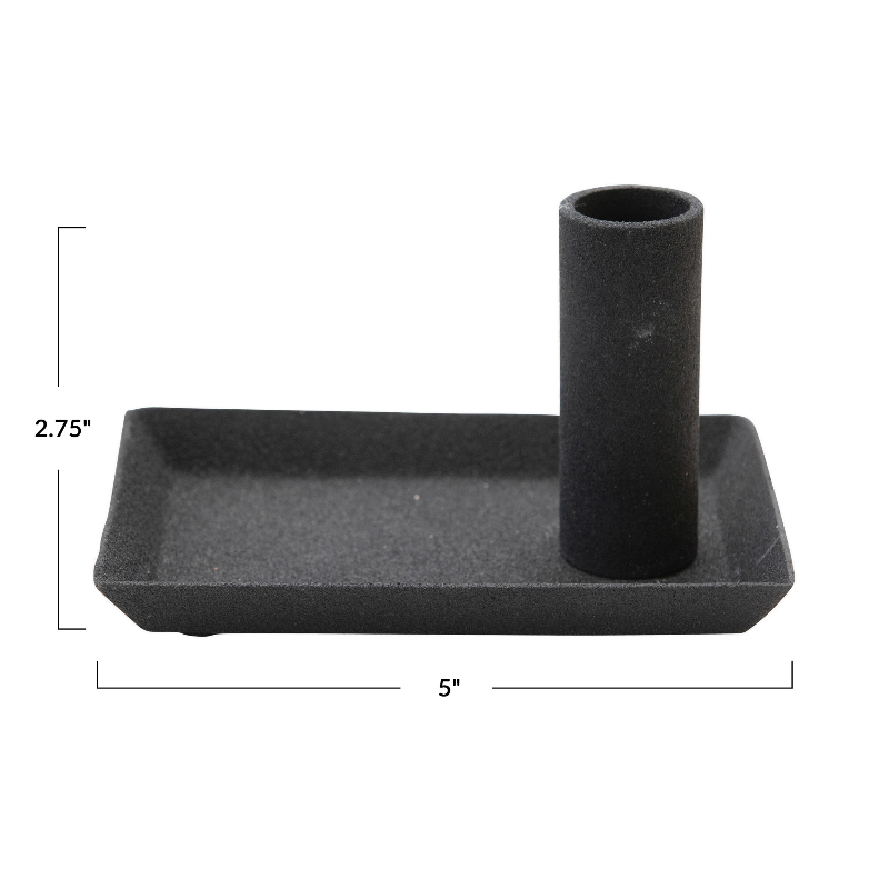 Black Taper Candle Holder Catch All Tray Measurements 2.75" Height by 5" Length