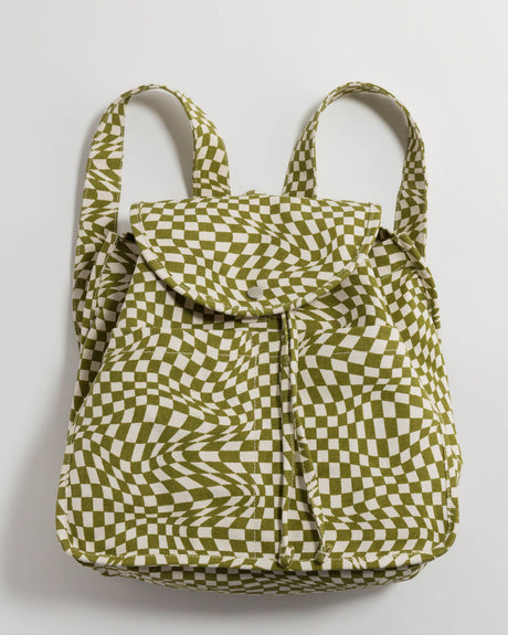 Baggu Moss Trippy Checker Drawstring Backpack