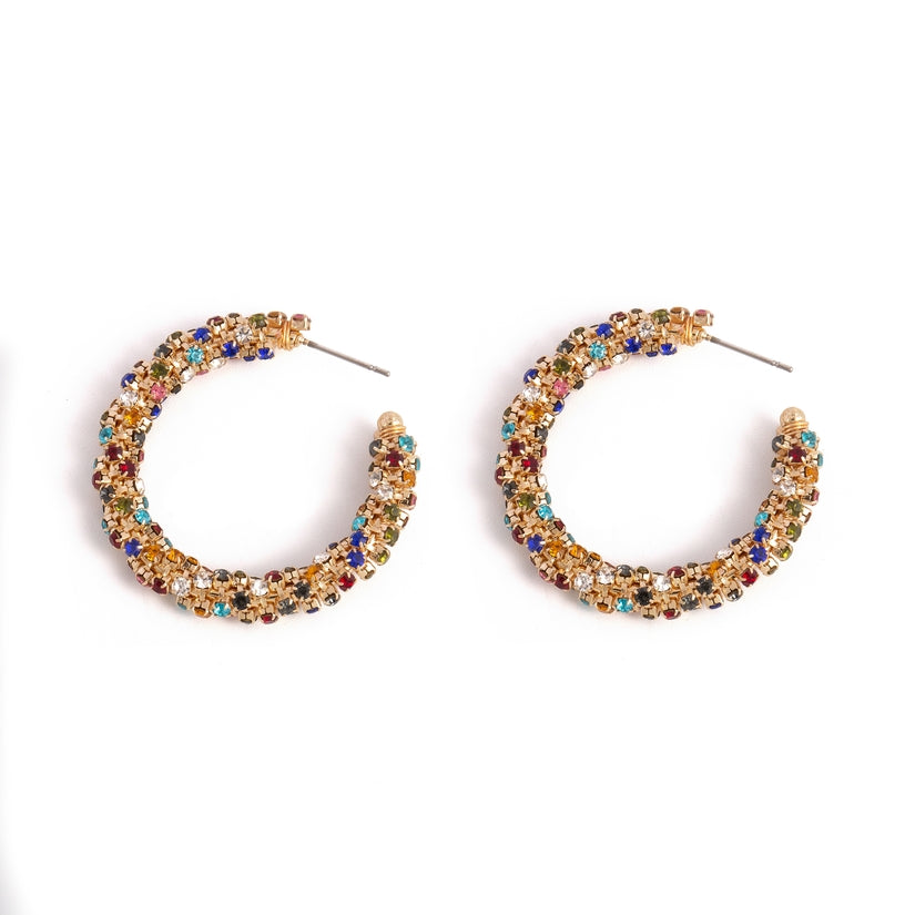Glass Crystal Hoop Earrings