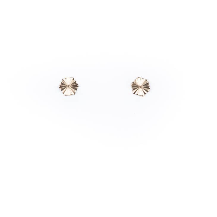 Tiny Hexagon Starburst Stud Earrings Goldtone Jewelry