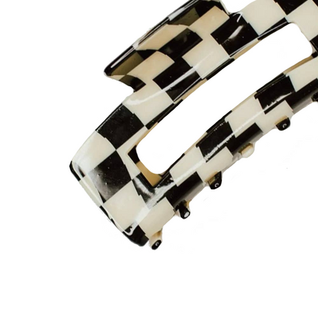 Black White Checkered Hair Claw Clip Accessory