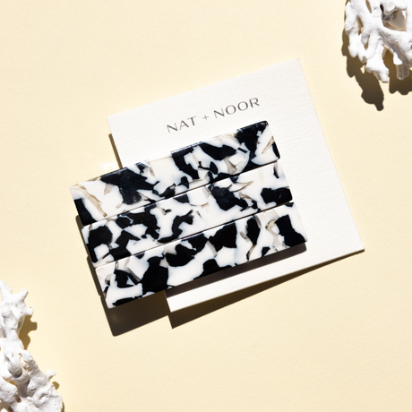 Black + White — FLORA Hair Clip Set