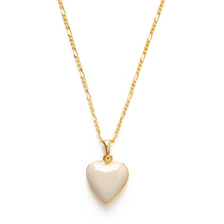 Color Enamel Heart Locket 14K Gold Plated Necklace