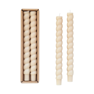 Unscented Twisted Shaped Taper Candles Set of 2