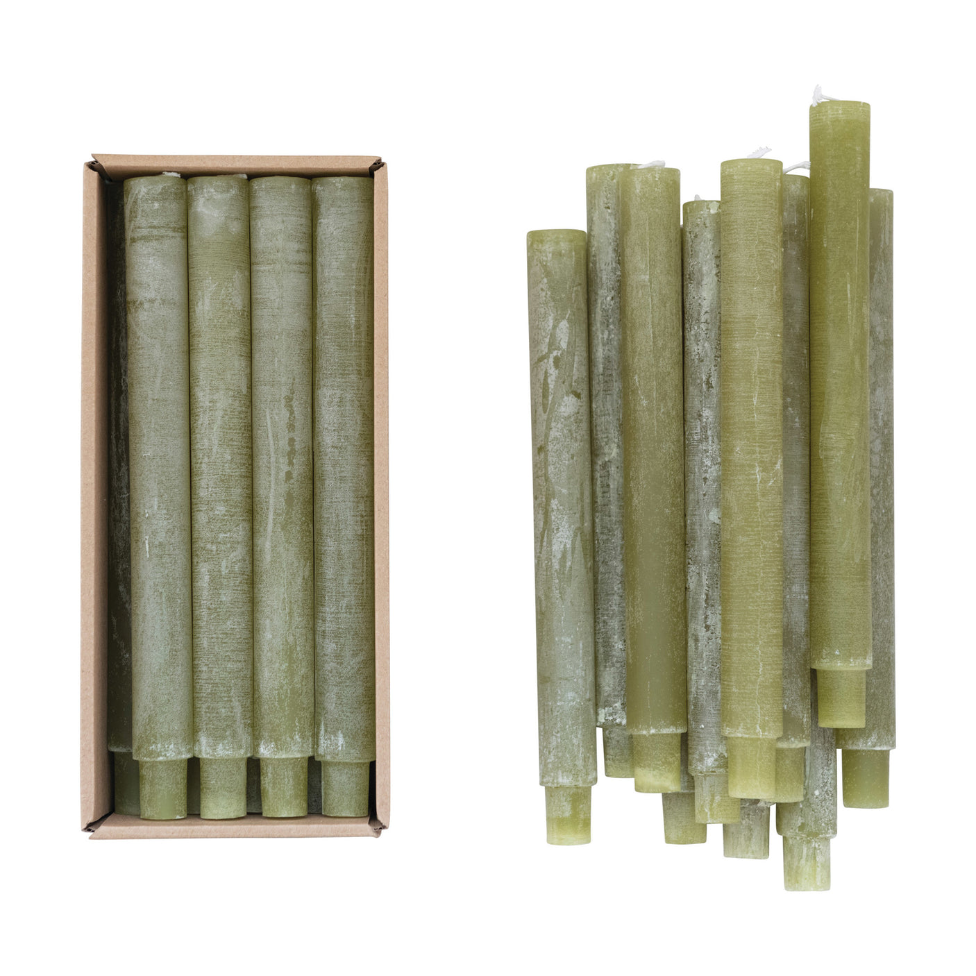 Powdered Taper Candles : Green