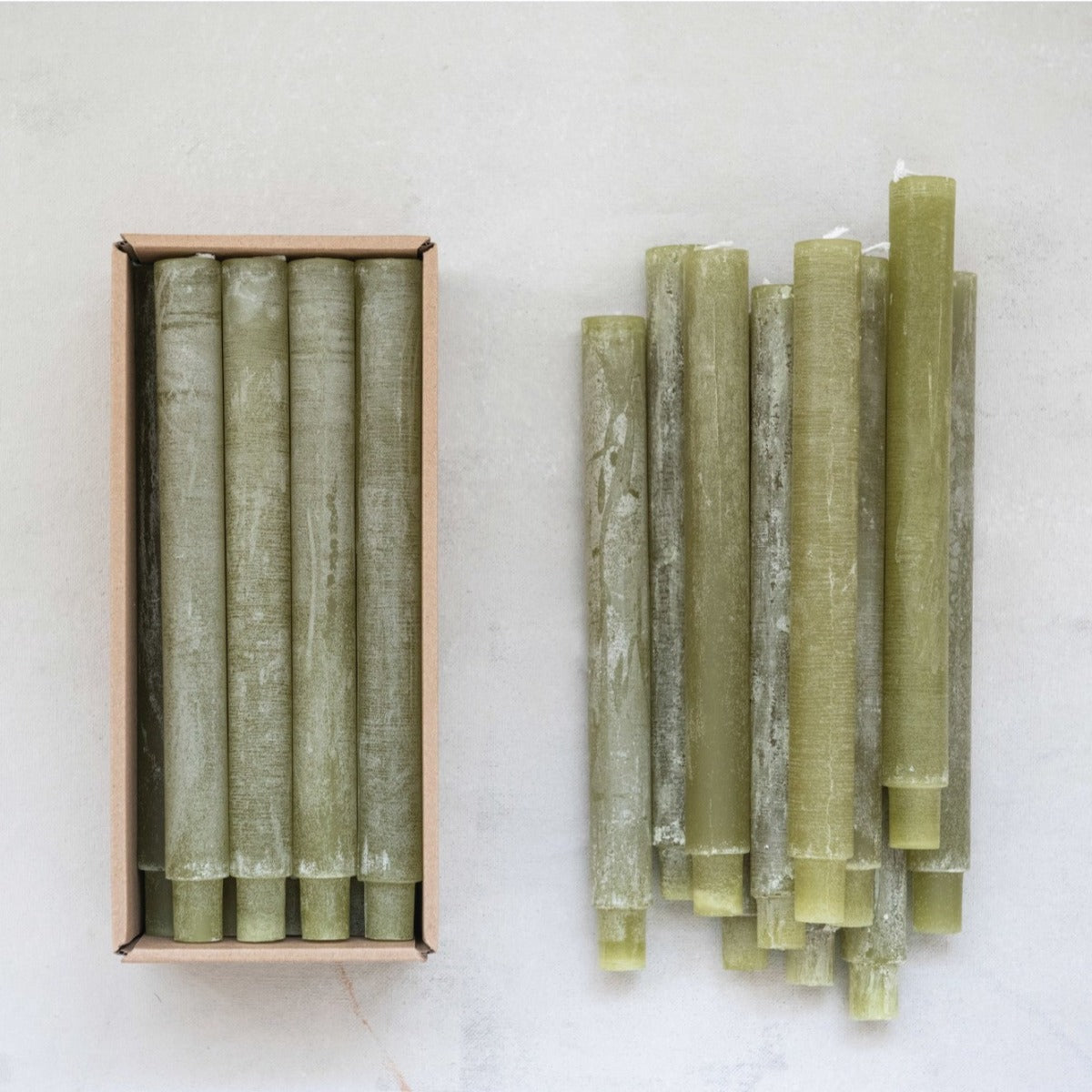 Powdered Taper Candles : Green