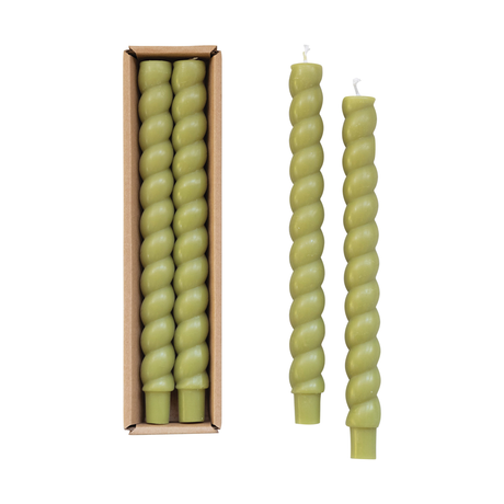 Twisted Taper Candles : Green