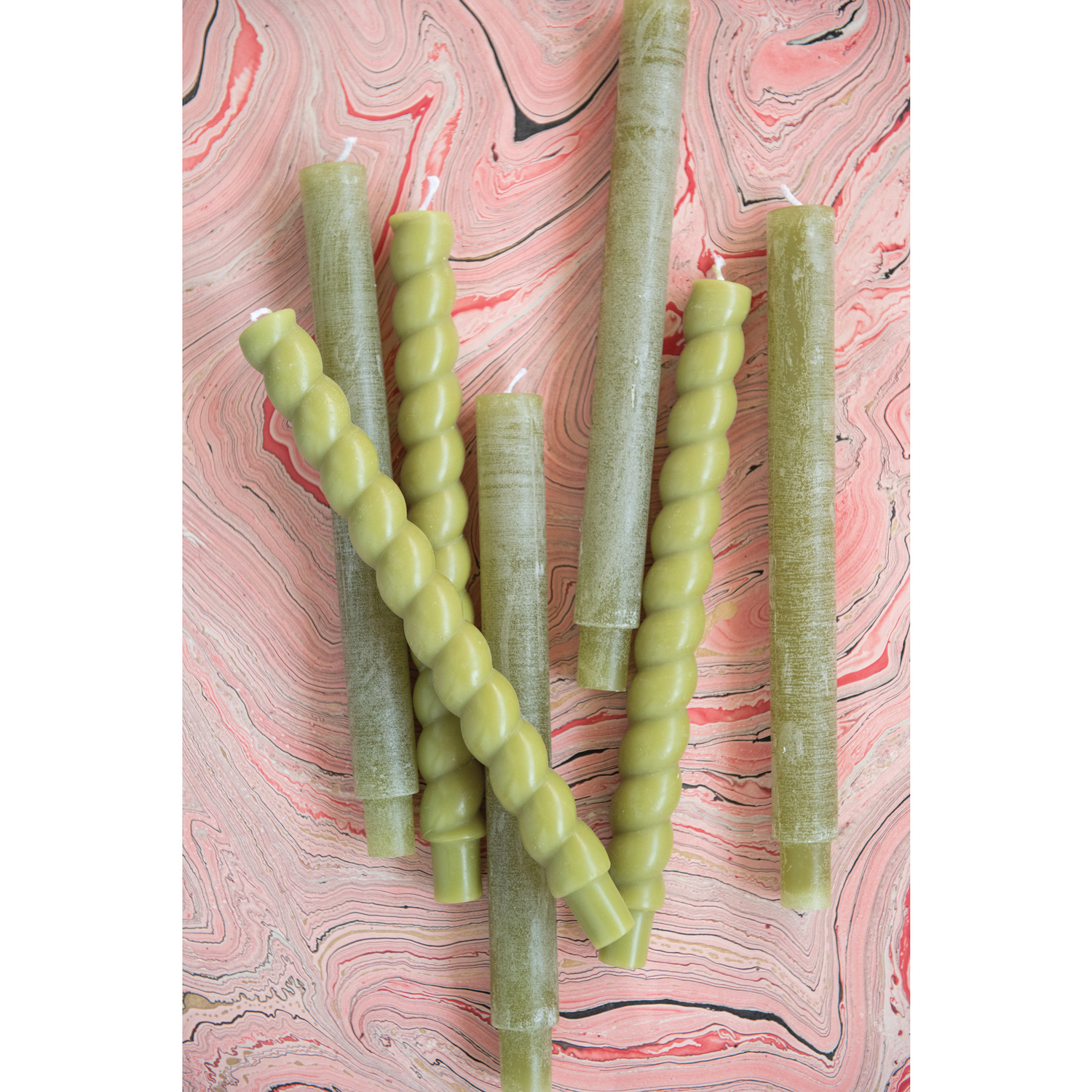 Twisted Taper Candles : Green
