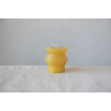 Unscented Symmetry Totem Pillar Candle - Honey Yellow