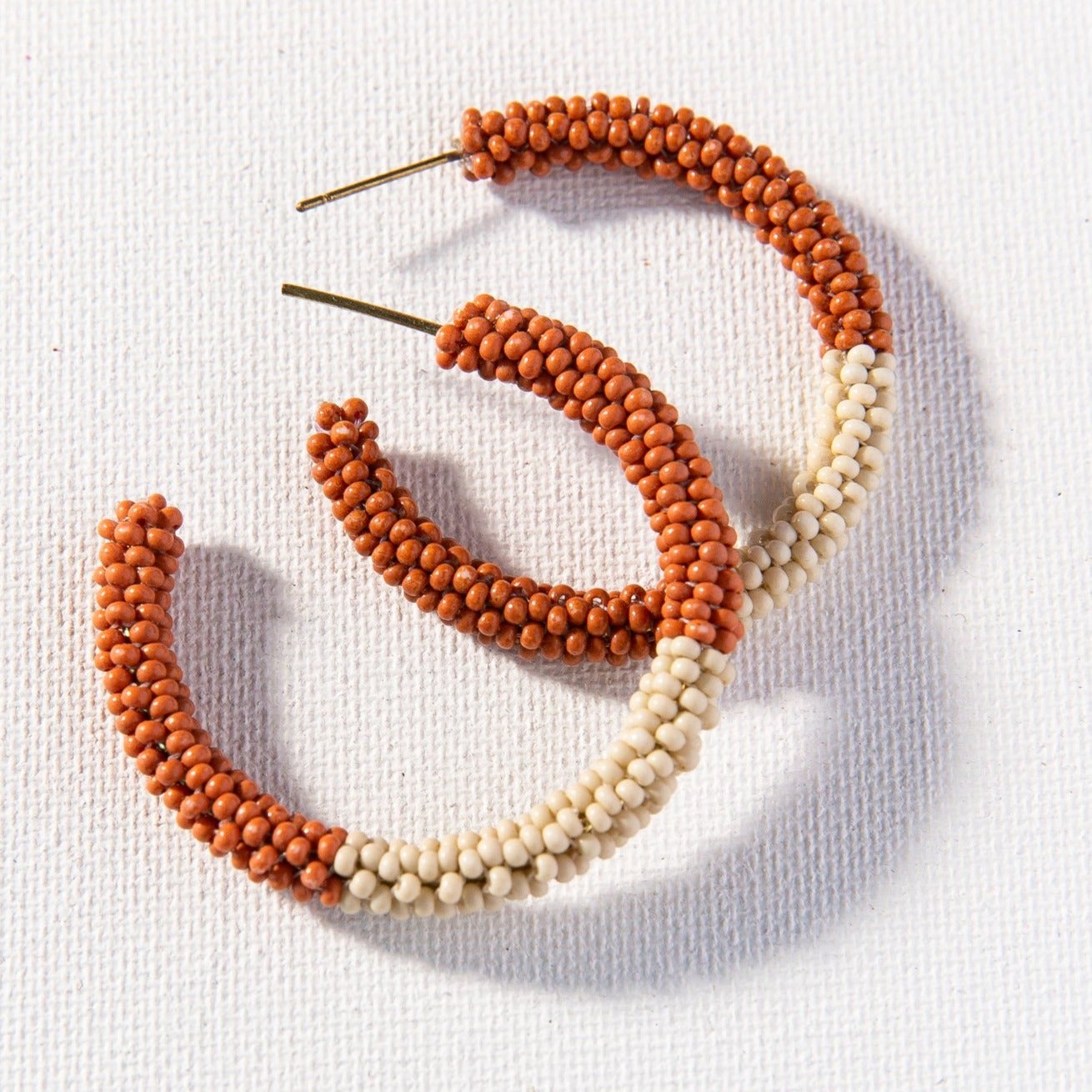 Rust Ivory Color Block Small Hoops