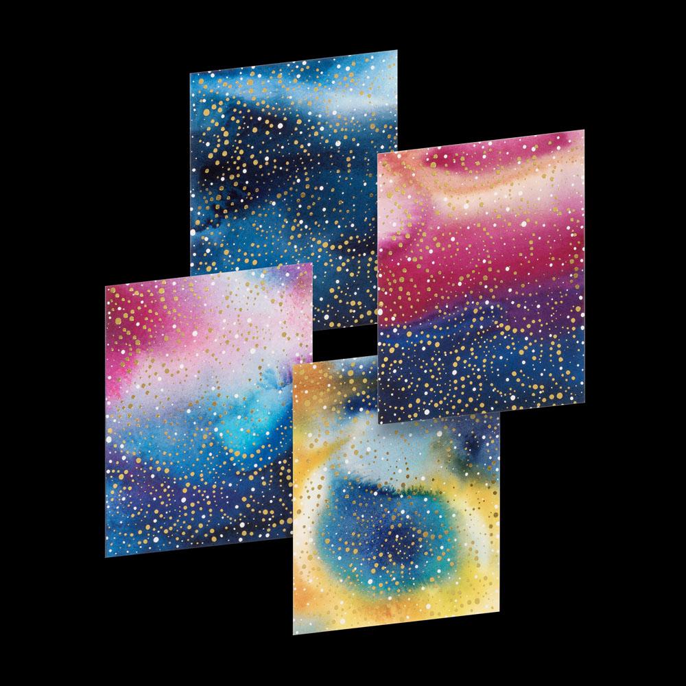 Celestial Notes Card Set of 16 Four Styles Detail