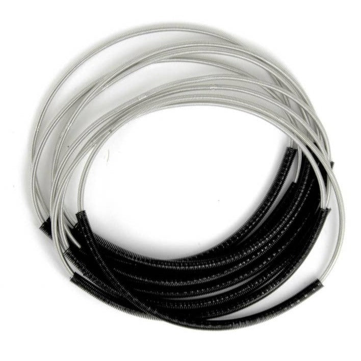 Black Sleeve Silver Piano Wire Layering Bracelet Set