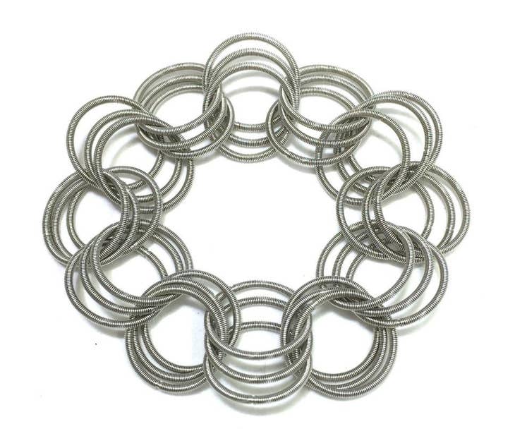 Silver Spring Piano Wire Rings Bracelet