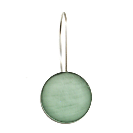 Circle Drop Resin Closed Back Earrings - Misty Jade Green