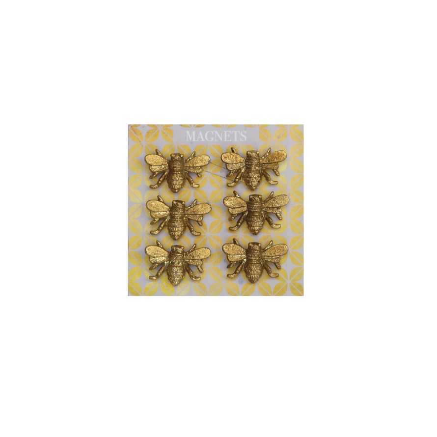 Gold Honeybee Pewter Magnets Set of 6