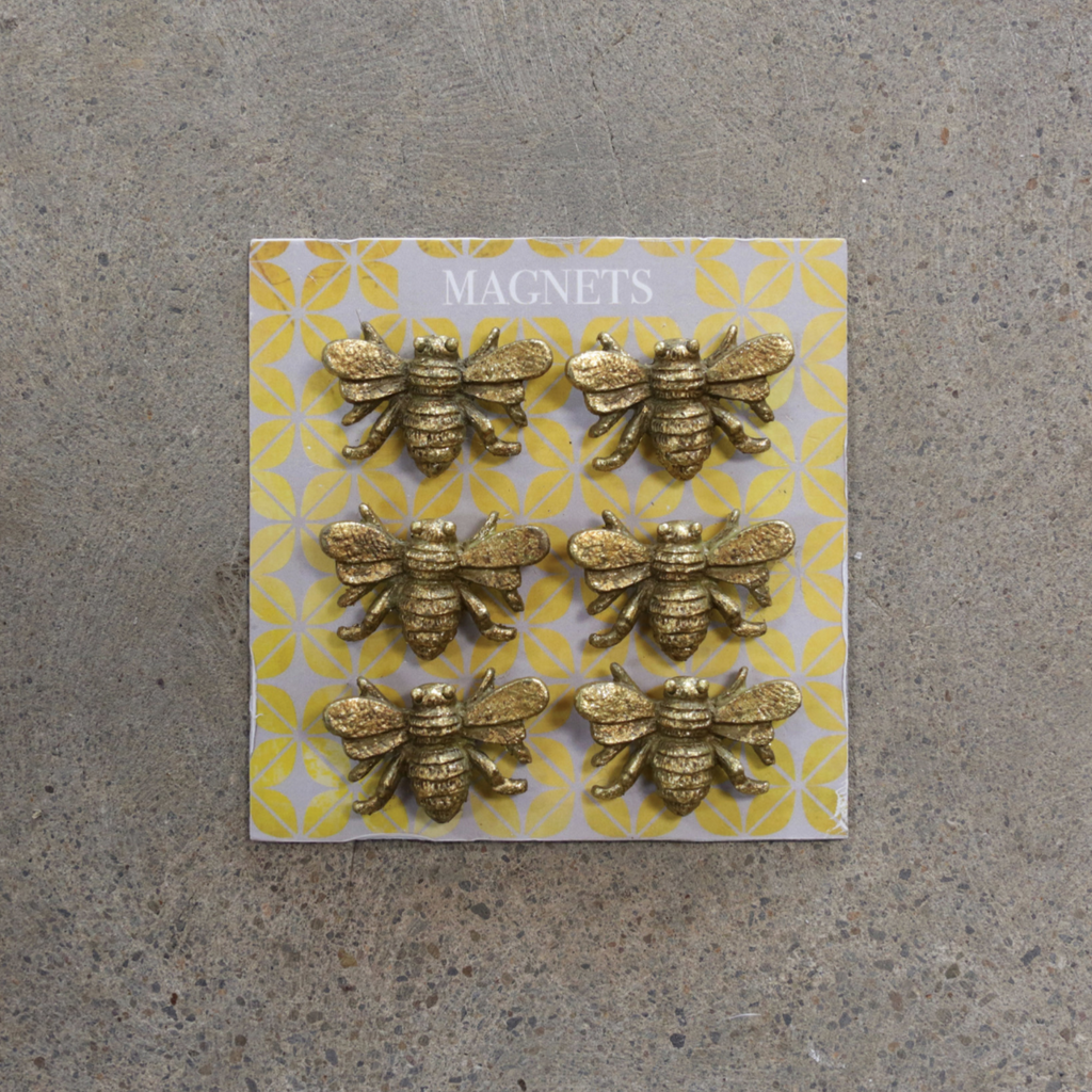 Gold Pewter Honeybee Magnets Set of 6