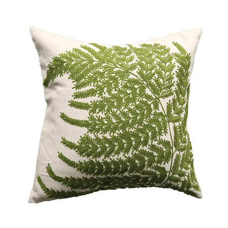 Fern Fronds : Embroidered Throw Pillow