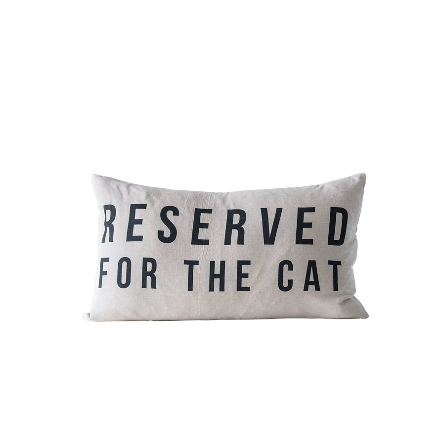 Reserved For The Cat Cotton Canvas Lumbar Throw Pillow