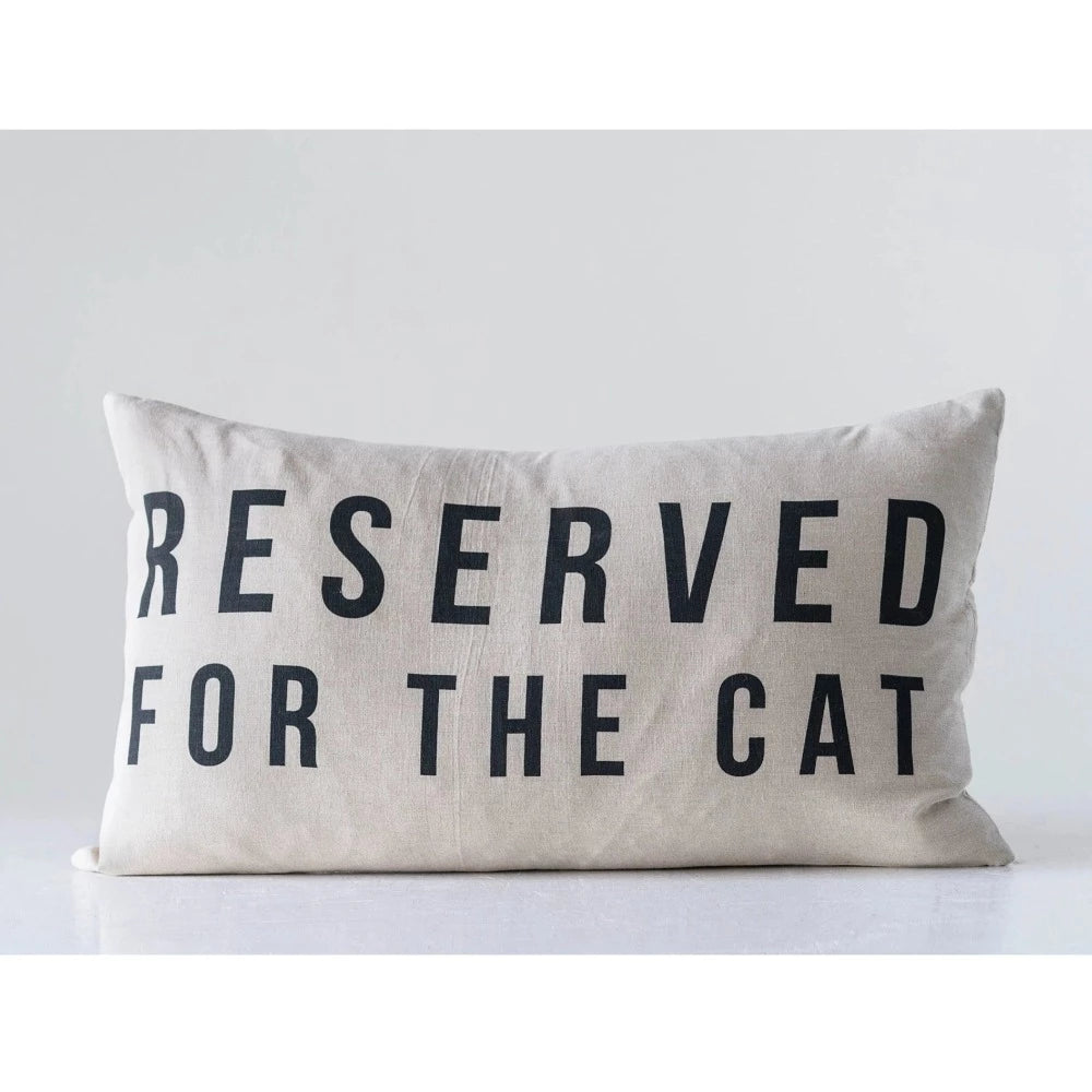 Reserved For The Cat Cotton Canvas Lumbar Throw Pillow Lifestyle