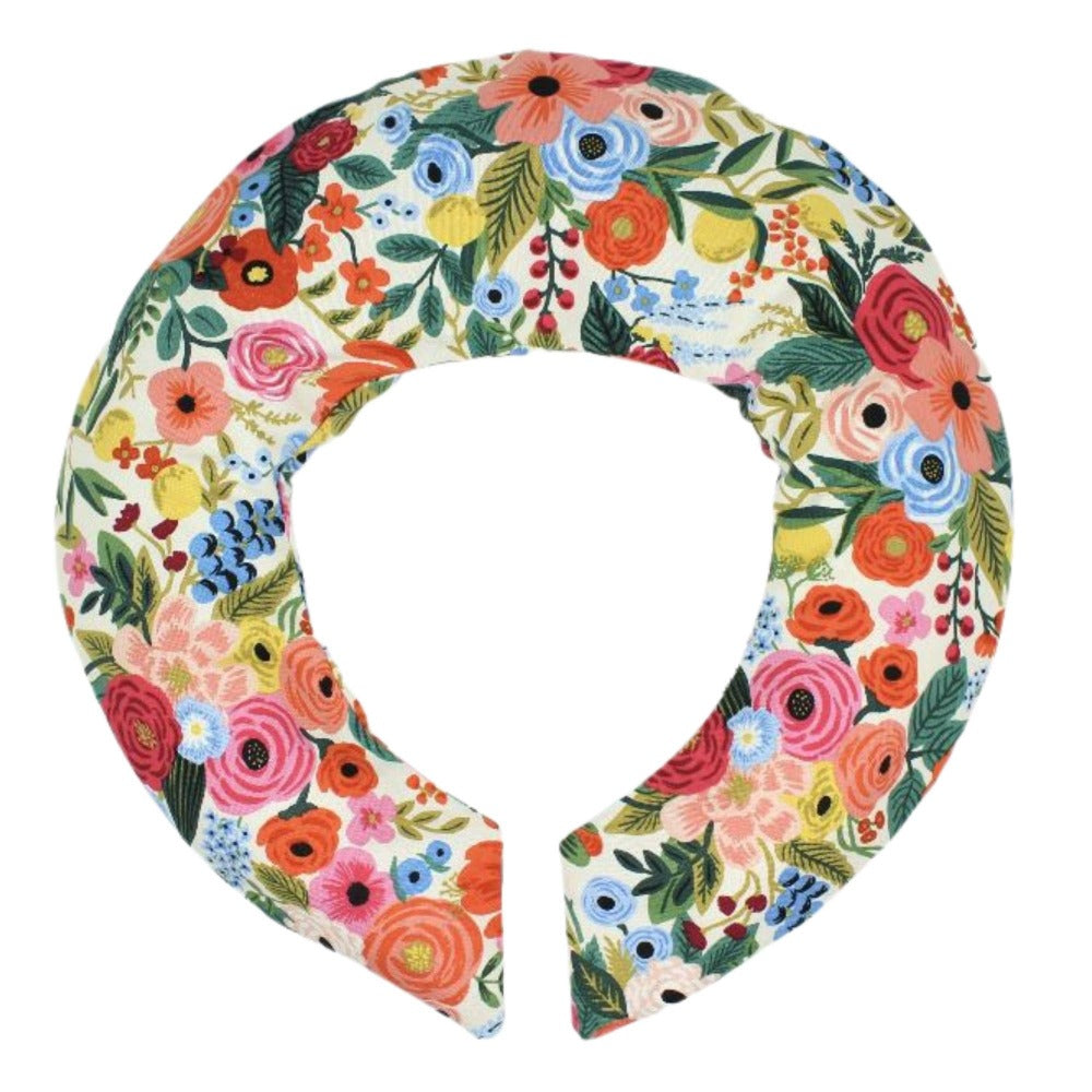 Aromatherapy Heating and Cooling Neck Pillow Handmade in Portland, Oregon in Cream Floral Cotton Print.
