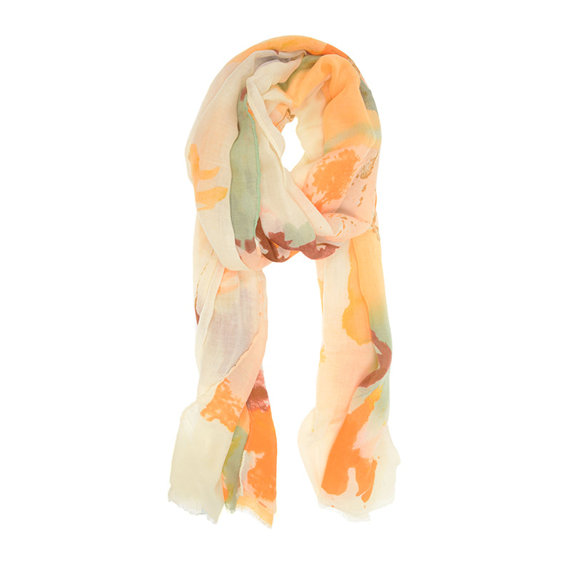 Peach Watercolor Brush Strokes Abstract Long Scarf