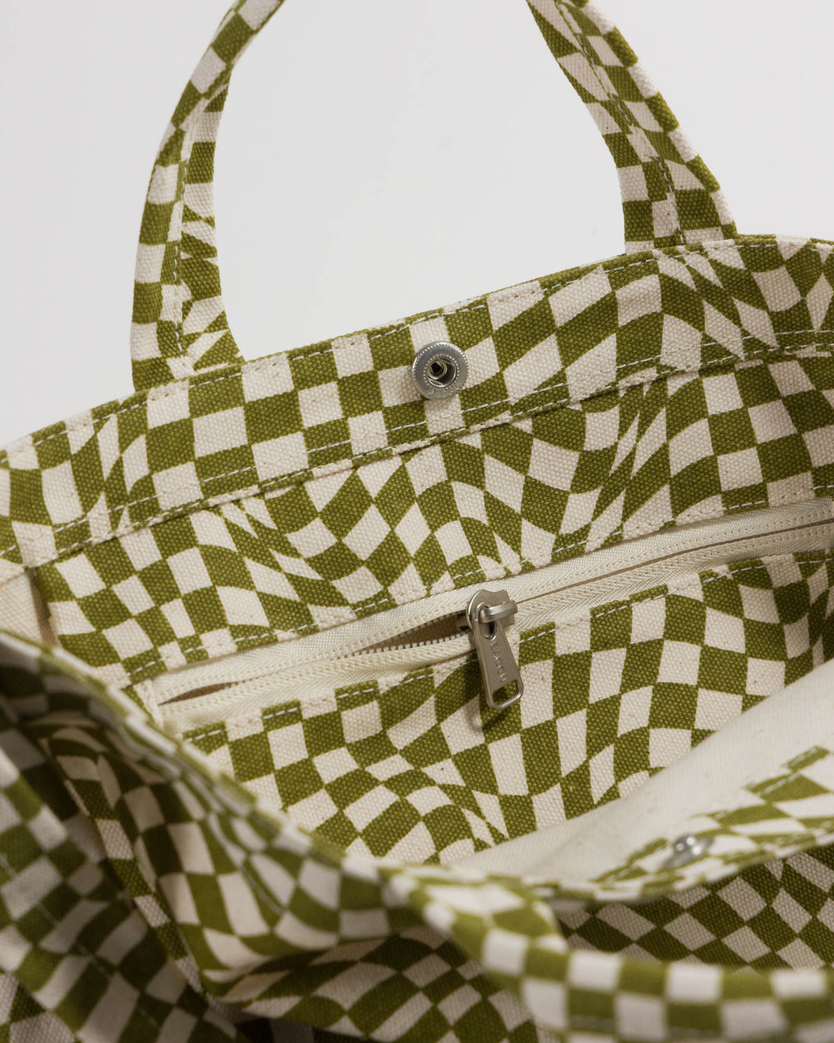 Baggu Canvas Duck Tote Bag Green Moss Trippy Checker