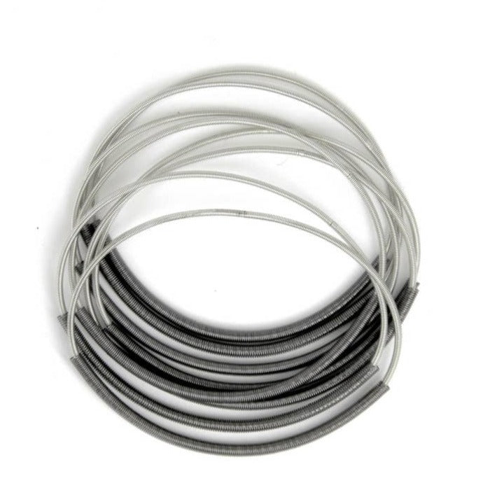 Slate Grey Sleeve Silver Piano Wire Layering Bracelet
