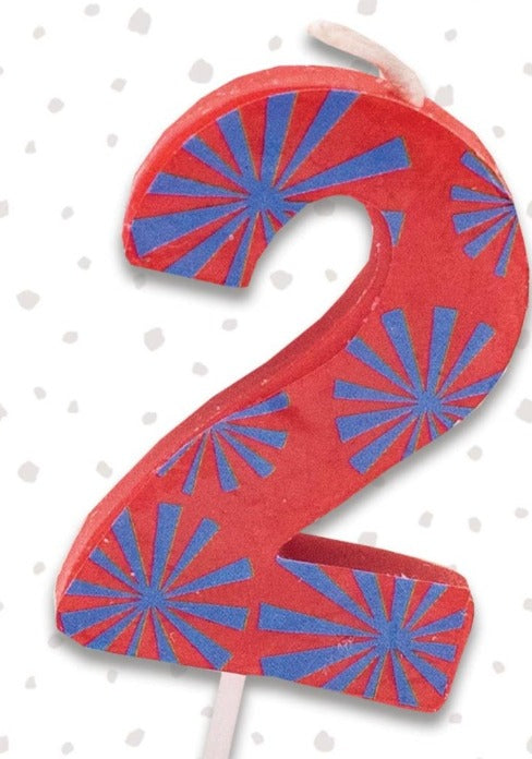 Number Candles Cake Topper Birthday Party Supplies - Colorful Decal Number 2