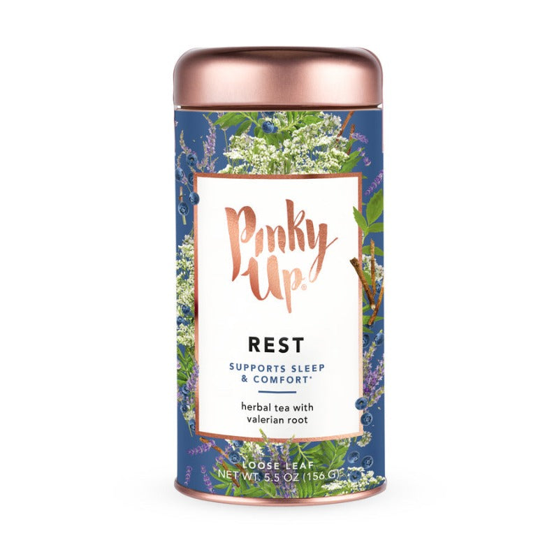 Pinky Up Rest Supports Sleep & Comfort Herbal Tea with Valerian Root. Loose Leaf Tea 5.5 oz.