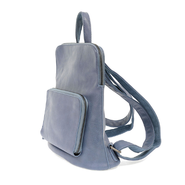 Vegan Leather Cerulean Blue Mini Julia Backpack Side View