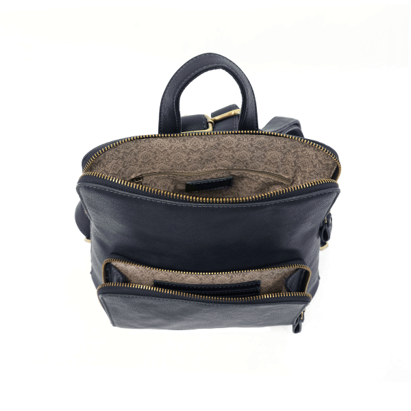 Vegan Leather Dark Navy Mini Julia Backpack Inside Lining View