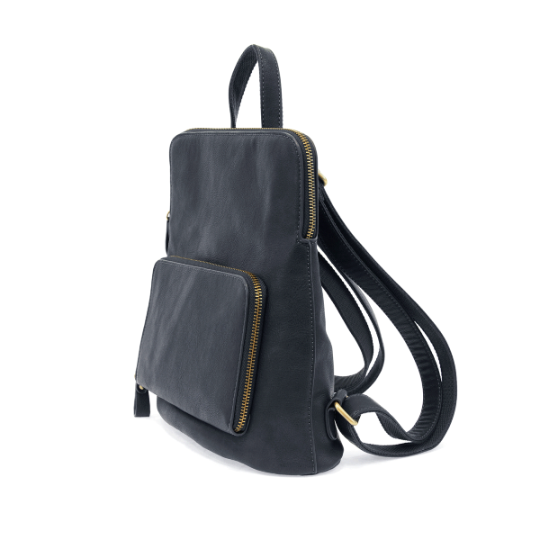 Vegan Leather Dark Navy Mini Julia Backpack Side View