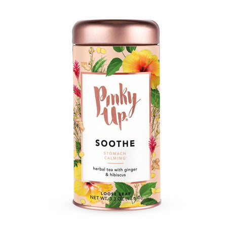 SOOTHE YOUR SYSTEM - Calm your stomach with this warm, bright tea! Ginger brings spicy warmth, hibiscus a pleasant tang, and green rooibos gives body to this healthy and delicious tea blend.