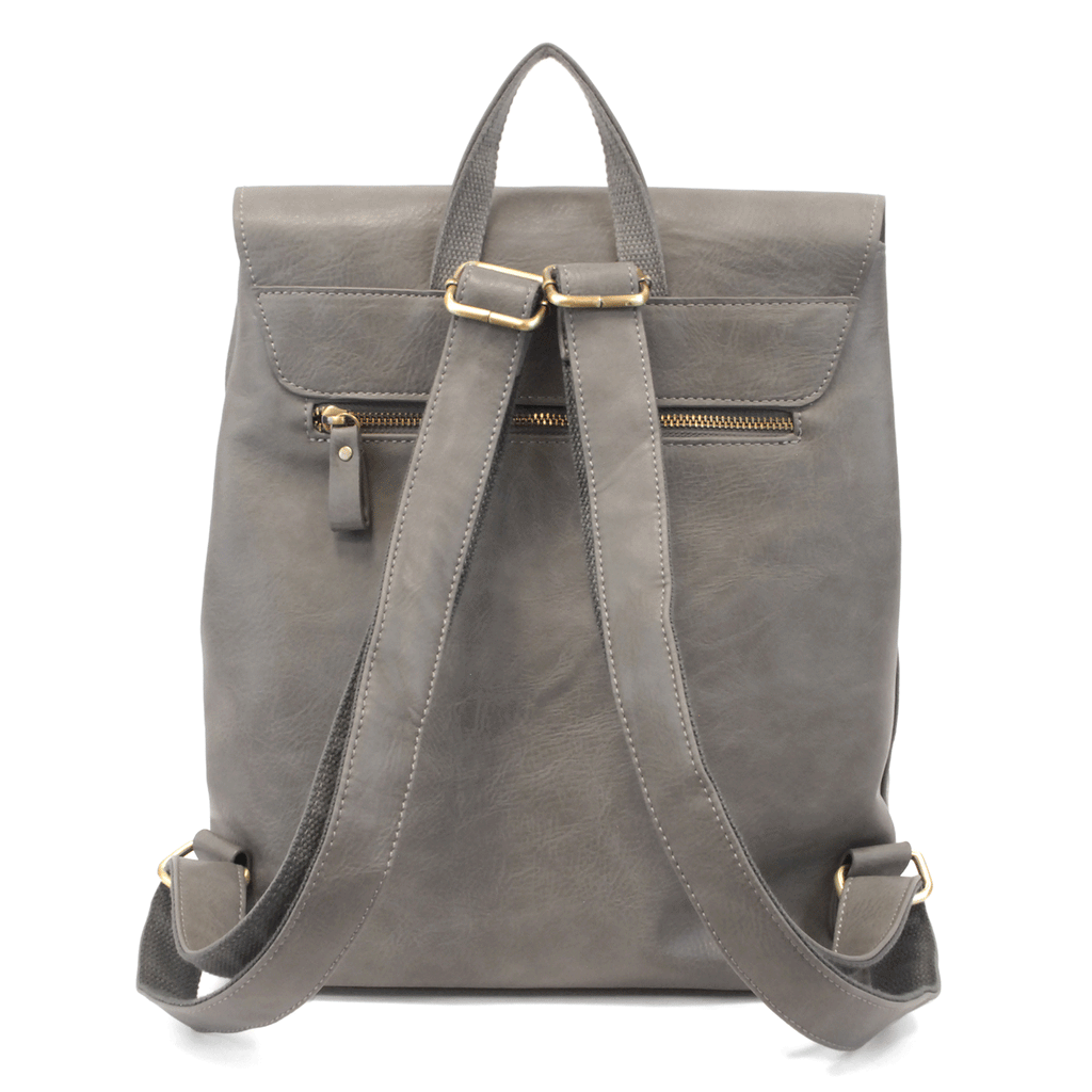 Joy Susan Charcoal Vegan Leather Colette Backpack Adjustable Straps