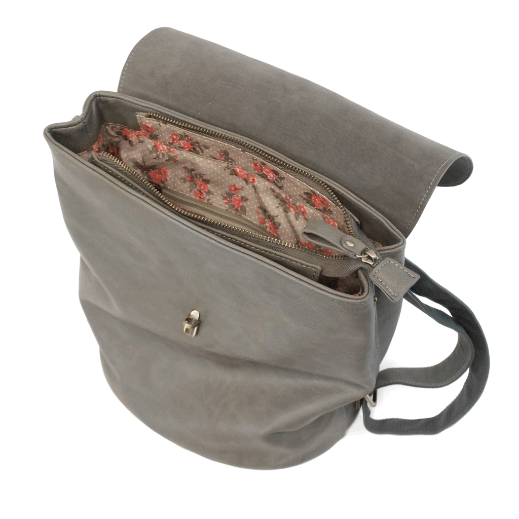 Joy Susan Charcoal Vegan Leather Colette Backpack Lined