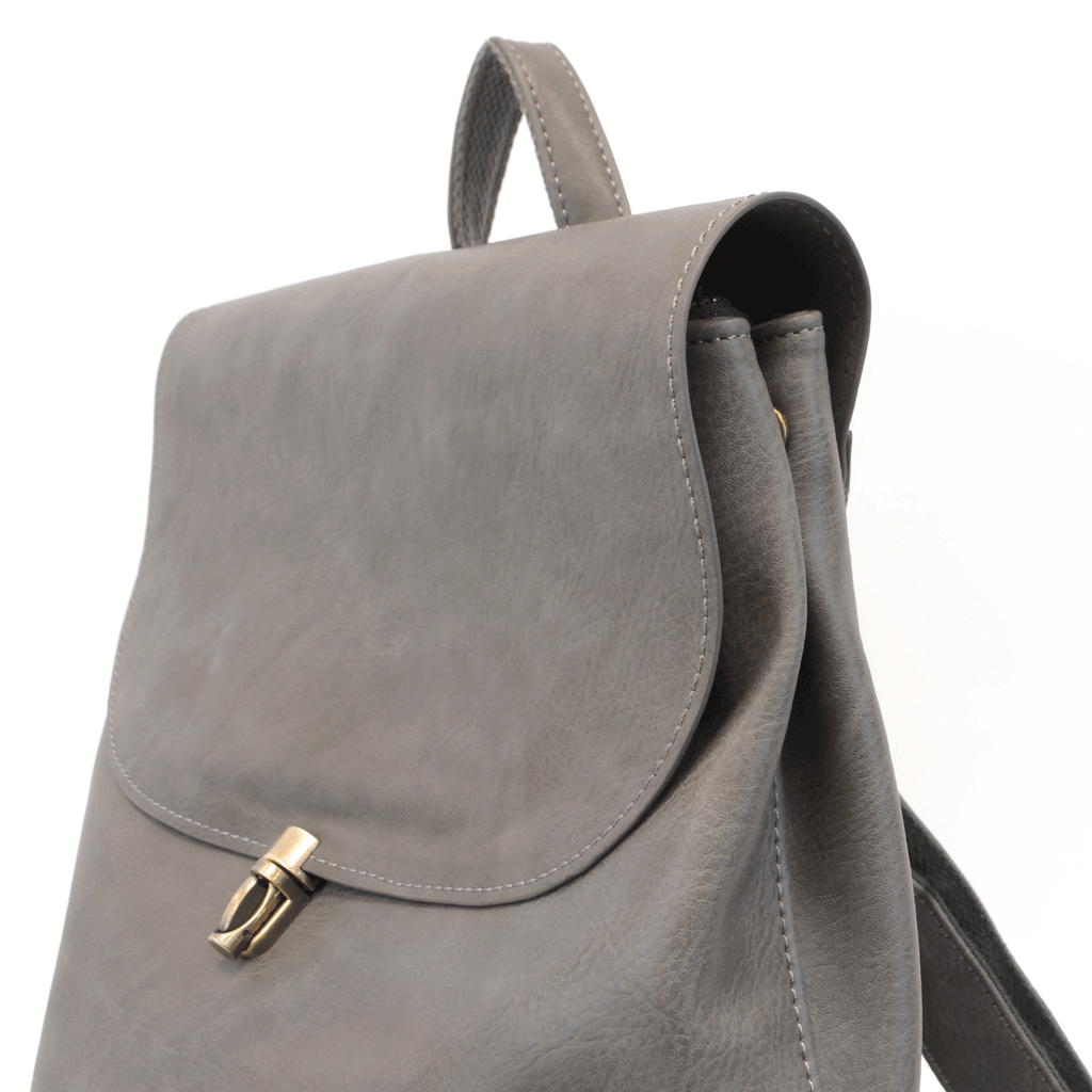 Joy Susan Charcoal Vegan Leather Colette Backpack Close Up