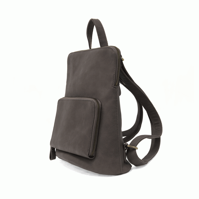 Vegan Leather Charcoal Grey Mini Julia Backpack Side View