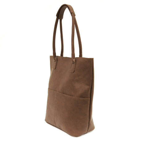 Brown Vegan Leather Front Pocket Kelly Tote