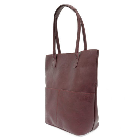 Burgundy Vegan Leather Front Pocket Kelly Tote