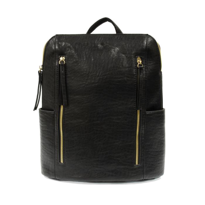 Joy Susan Accessories Vegan Leather Black Raegan Zipper Backpack - L8133-00