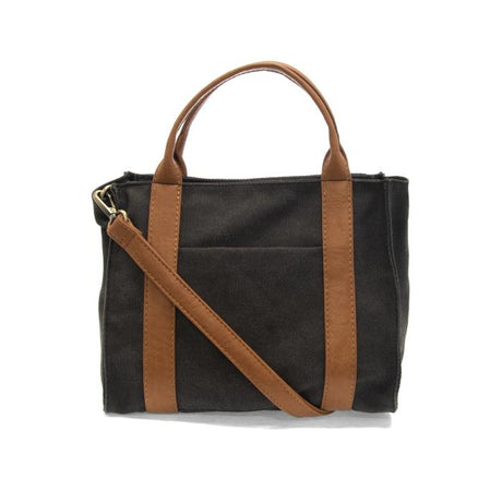 Black Vegan Leather Canvas Medium Gwen Tote L8169-00