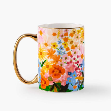 Marguerite Floral Double Sided Gold Foil Porcelain Mug