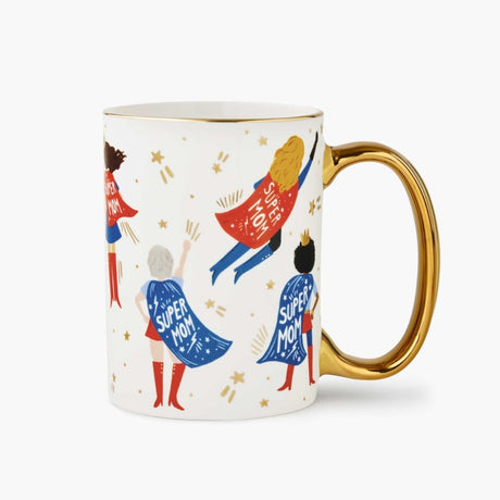 Rifle Paper Gold Foil Porcelain Mug Super Mom