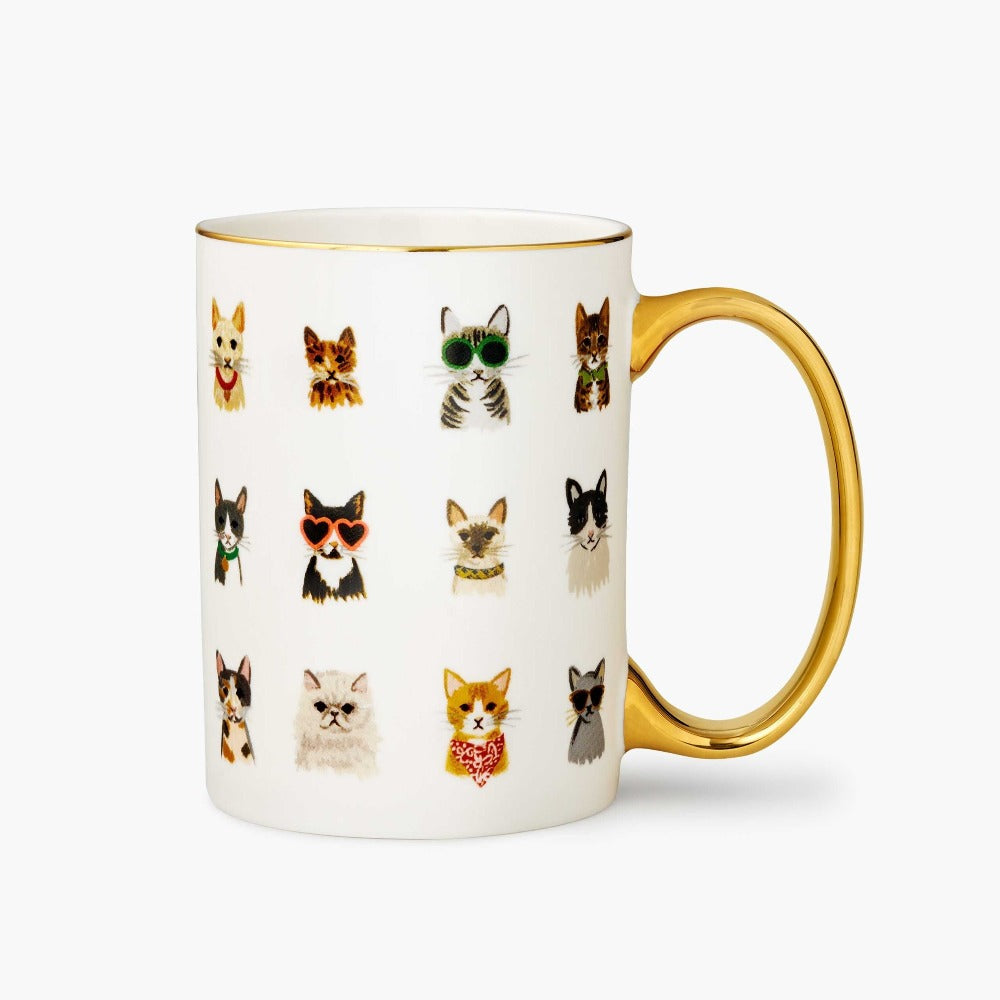 Cool Cats Gold Foil and Floral Illustrations Mug by Rifle Paper Company