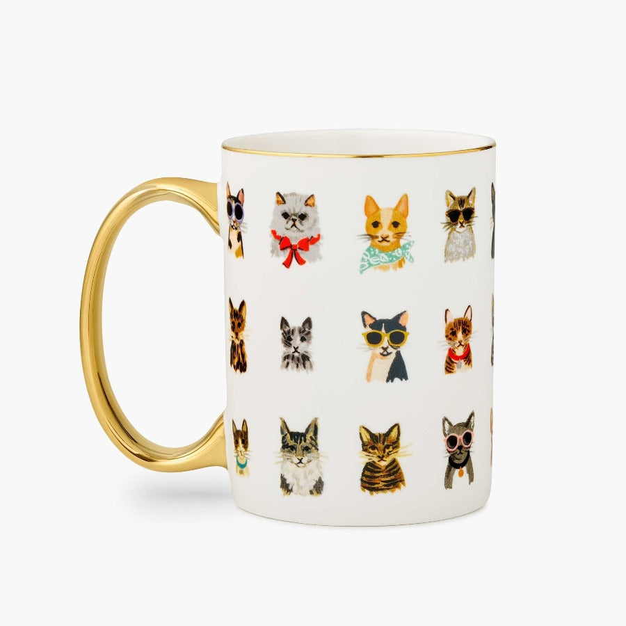 Cool Cats Double Sided Gold Foil Porcelain Mug