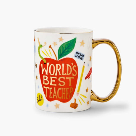 World's Best Teacher Gold Foil Illustrations Mug by Rifle Paper Company