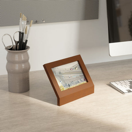 Podium Picture Display - 4x6, Light Walnut